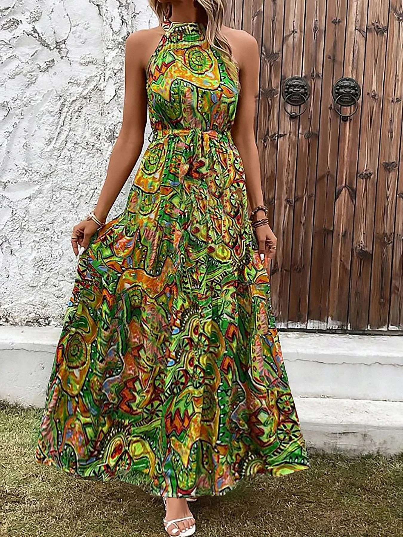 New Bohemian Retro Hammer Neck Dress Women