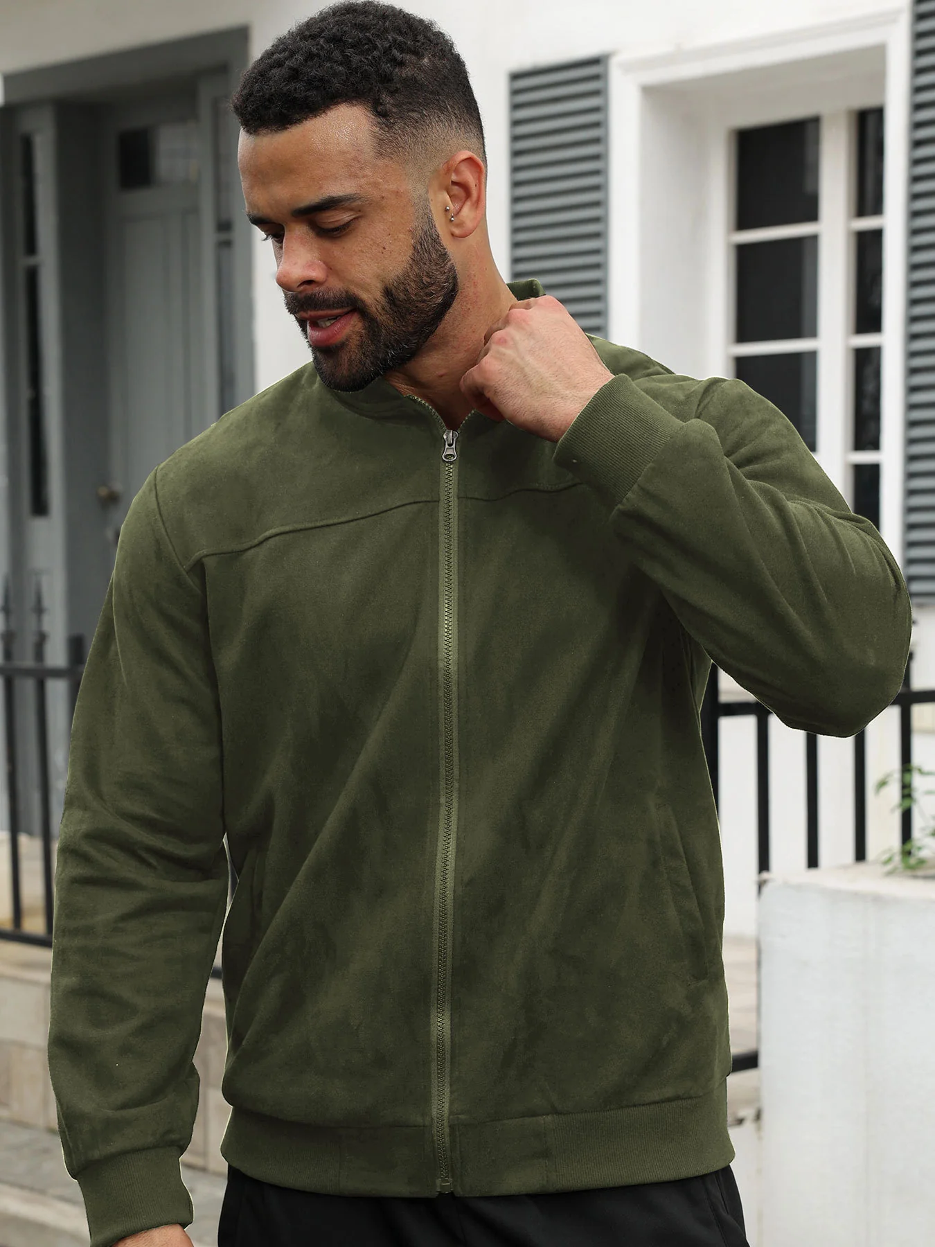 Suede lightweight sportswear jacket