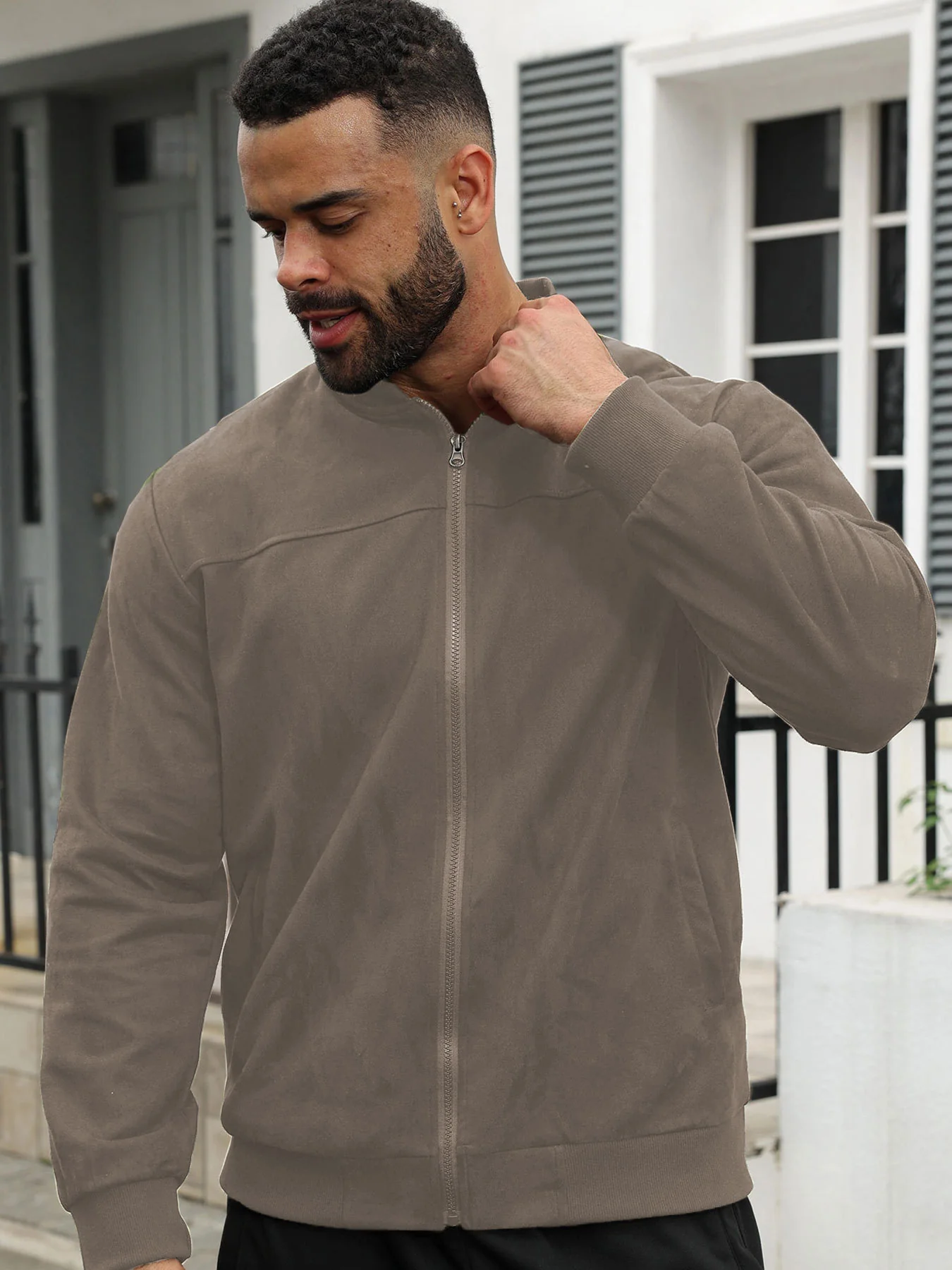 Suede lightweight sportswear jacket